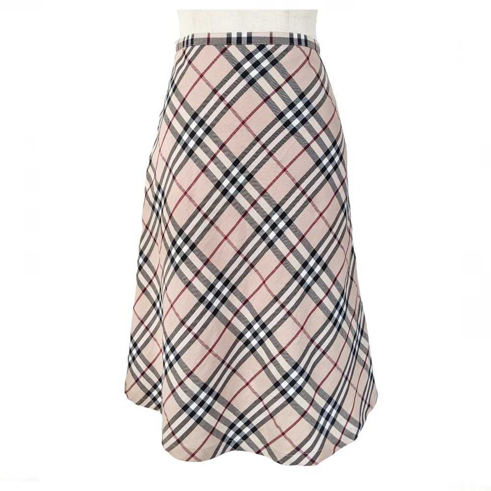 BURBERRY LONDON Nova Plaid A-Line Skirt M